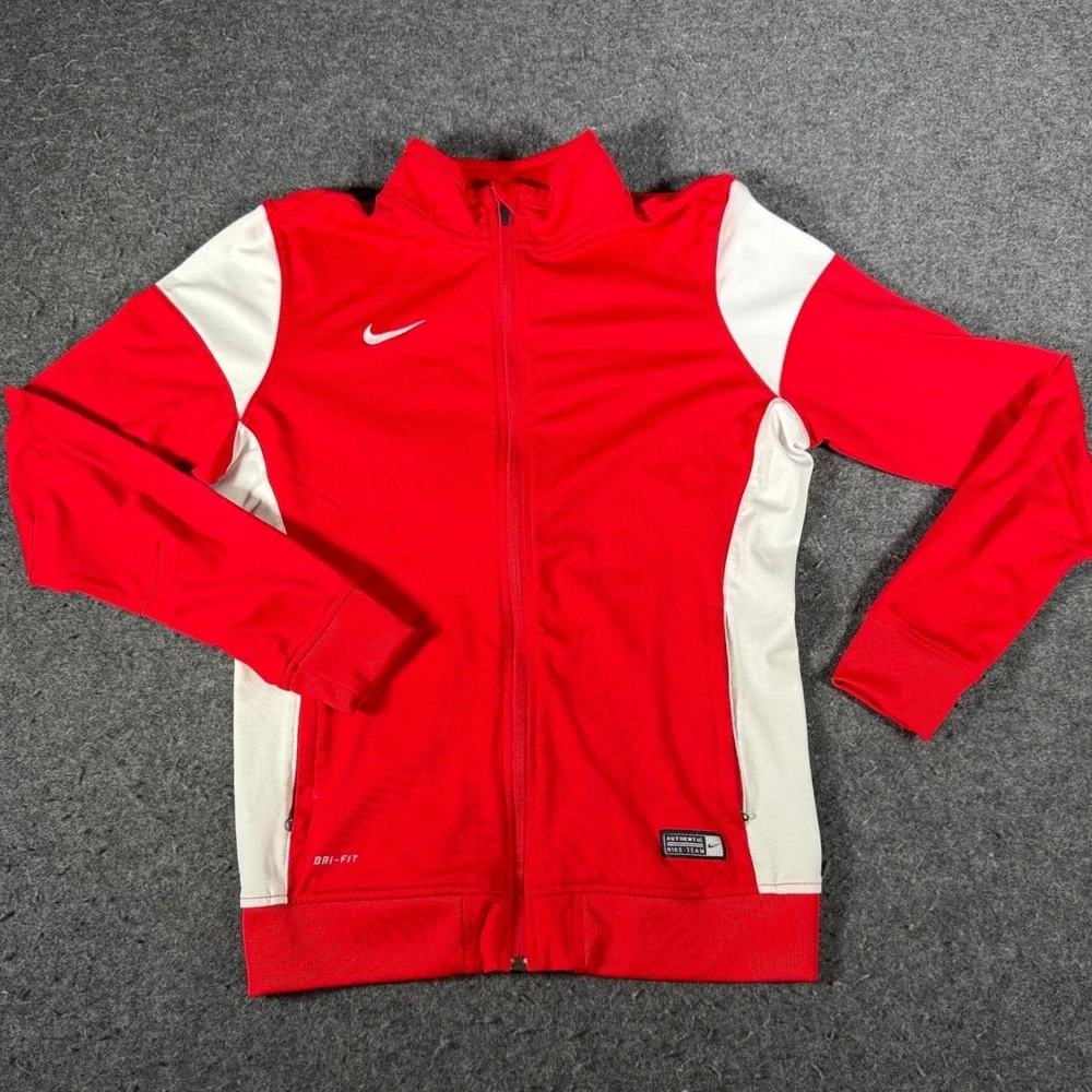 Nike Mens Dri-FIT Soccer Track Jacket Red White Full Zip 616605-657 Size M